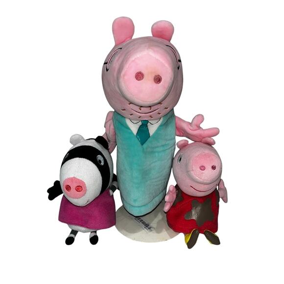 Hasbro Peppa Pig Daddy Pig 9" Hand Puppet, Muddy Puddles Peppa & Zoe Zebra Plush - Picture 1 of 5